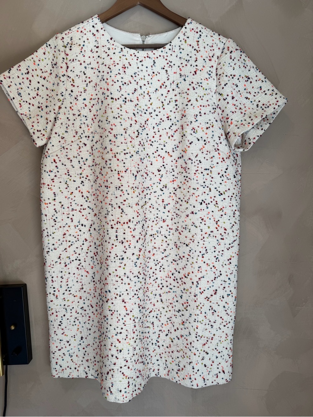 Express White Tweed Shift Dress with Multicolor Confetti